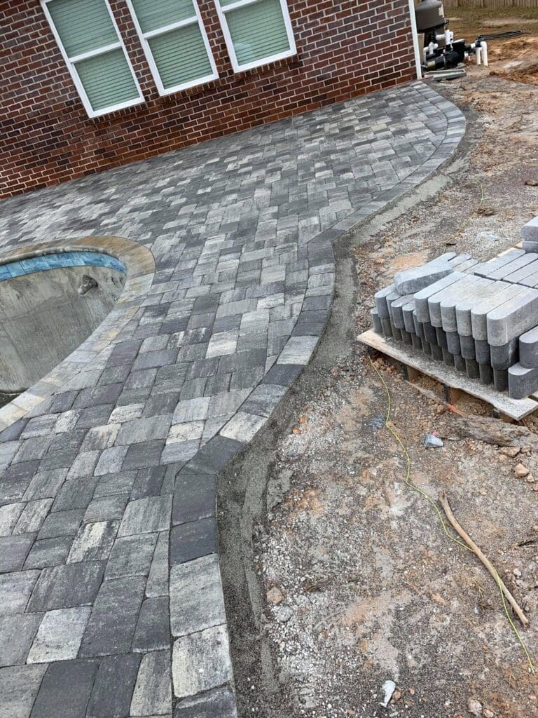 grey pavers for pool decking
