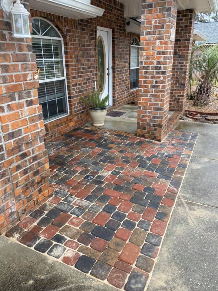 multi colored pavers for front patio