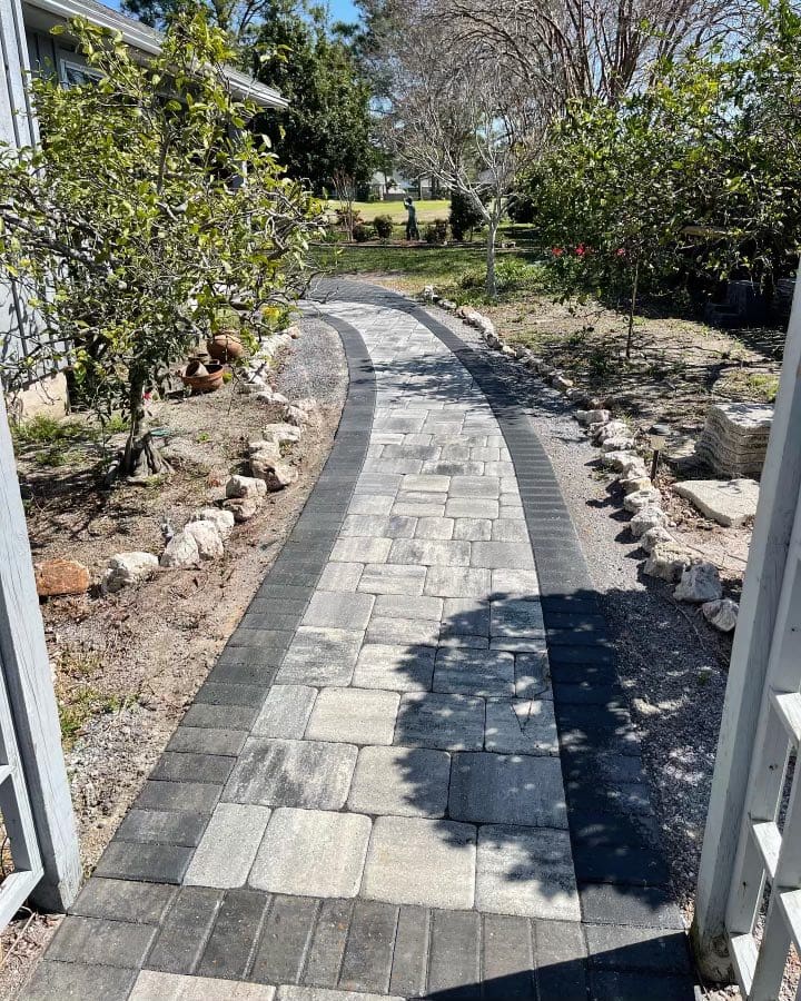 light and grey contrast pavers for walkway