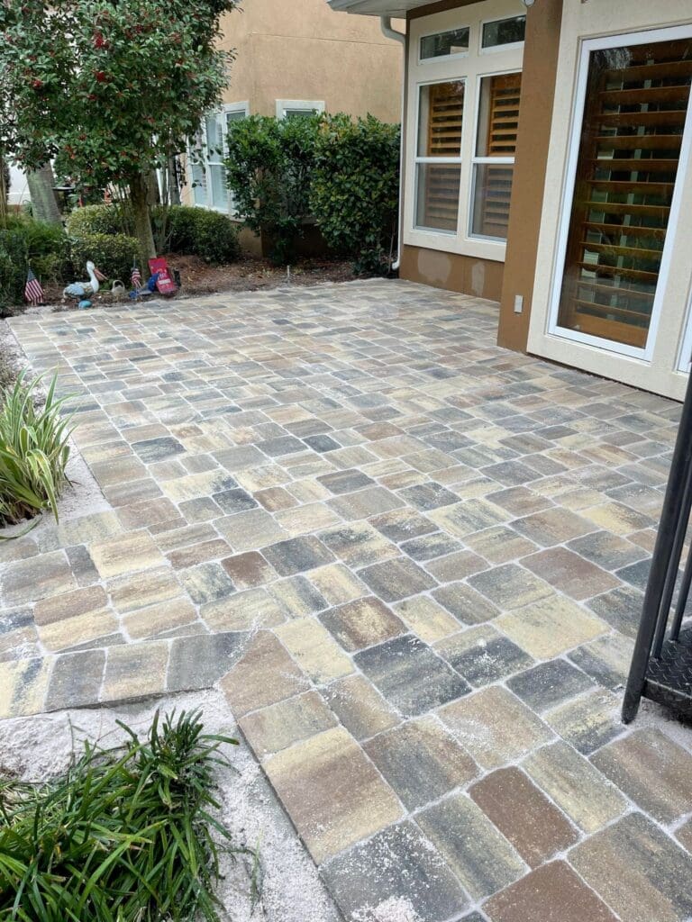 colorful pavers for back patio area
