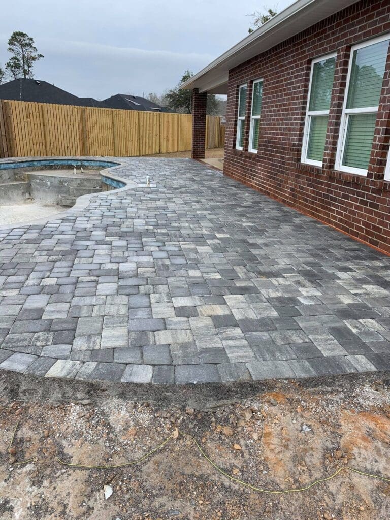 pool pavers for patio and decking complete